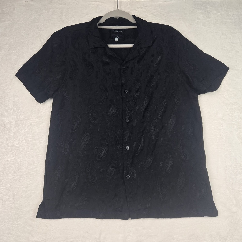 Cactus Man Ricky Singh Women's Black Button Up Shirt Size Large Floral‎ Pattern